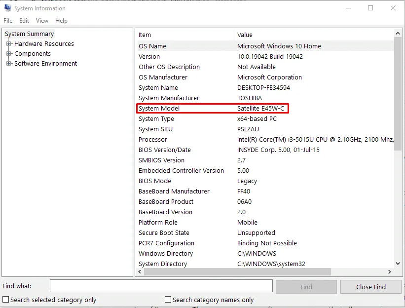 Screenshot model