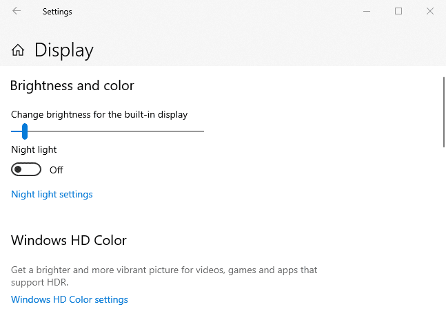 display brightness slider