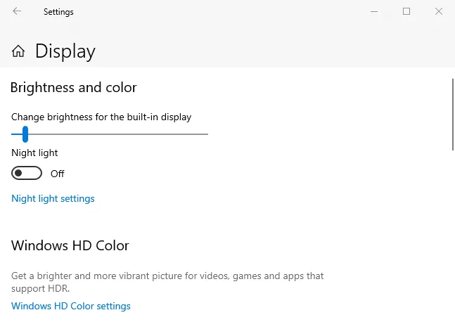 display brightness slider