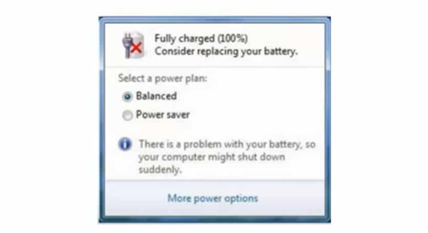 consider replacing your battery - warning