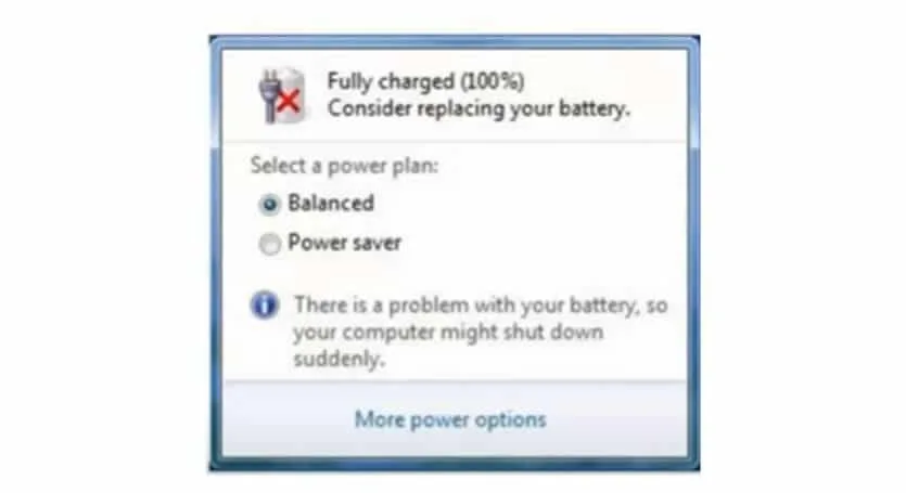consider replacing your battery - warning