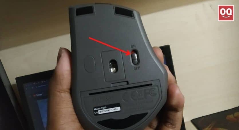 wireless mouse power button