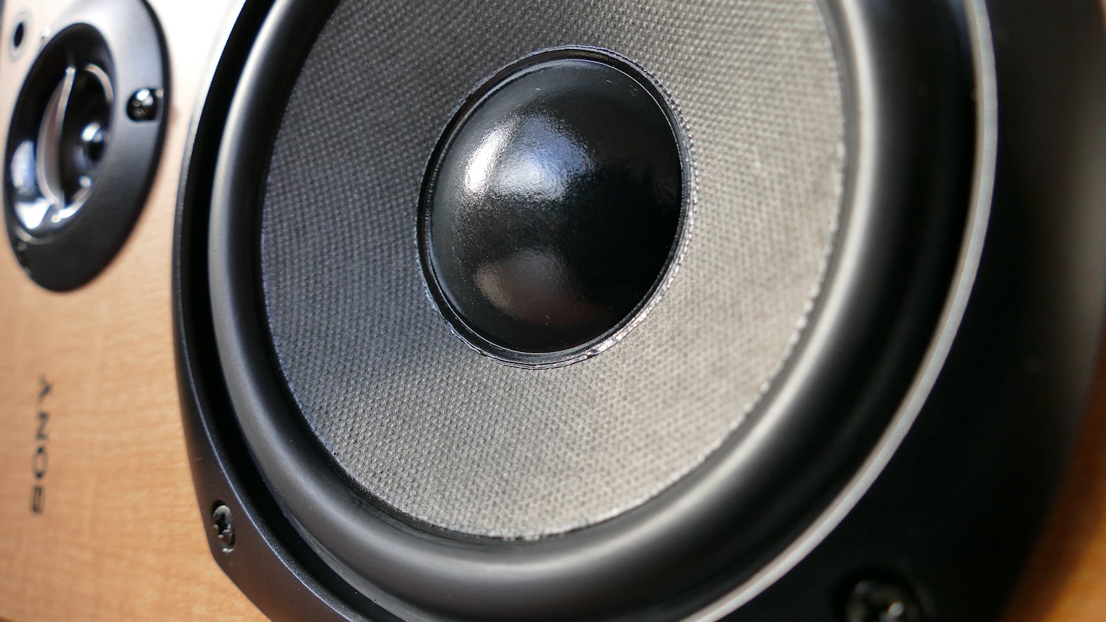 Home audio speaker close-up