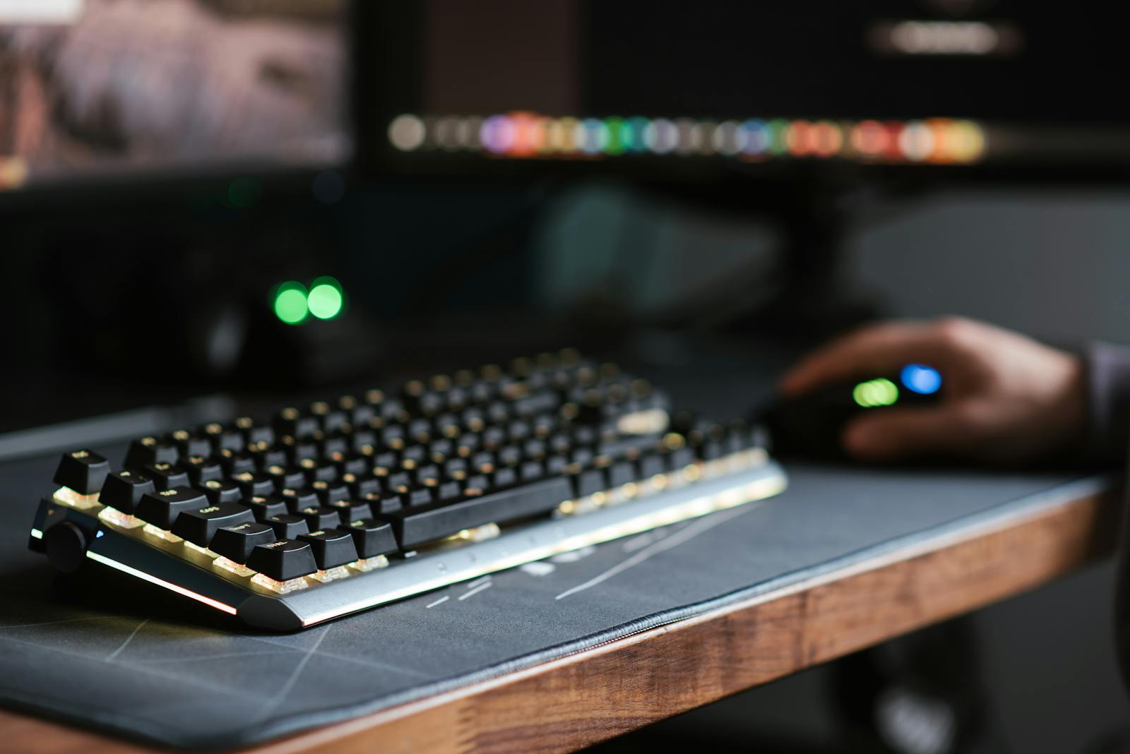 Mechanical keyboard and mouse on a desk